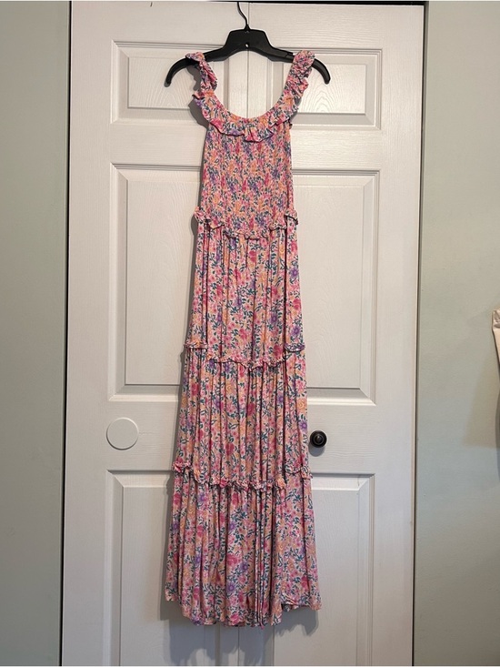 Abel The Label Dresses & Skirts - Abel the Label Floral Ruffle Tiered Maxi Dress in Pink
